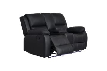 Picture of MARVIN Air Leather Manual Reclining Sofa Range (Black) - 2 Seat with Cup Holders and Storage (2RRC)