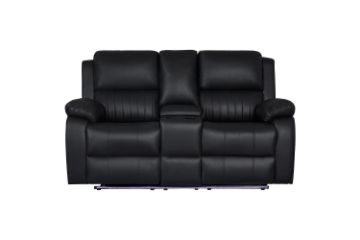 Picture of MARVIN Air Leather Manual Reclining Sofa Range (Black) - 2 Seat with Cup Holders and Storage (2RRC)