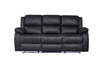 Picture of MARVIN Air Leather Manual Reclining Sofa Range (Black) - 3 Seat with Drop Down Cup Holders & Wireless Charger (3RRC)