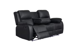 Picture of MARVIN Air Leather Manual Reclining Sofa Range (Black) - 3 Seat with Drop Down Cup Holders & Wireless Charger (3RRC)