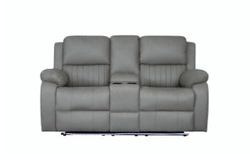 Picture of MARVIN Air Leather Manual Reclining Sofa Range (Grey) - 2 Seat with Cup Holders and Storage (2RRC)