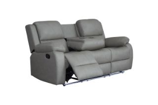 Picture of MARVIN Air Leather Manual Reclining Sofa Range (Grey) - 3 Seat with Drop Down Cup Holders & Wireless Charger (3RRC)