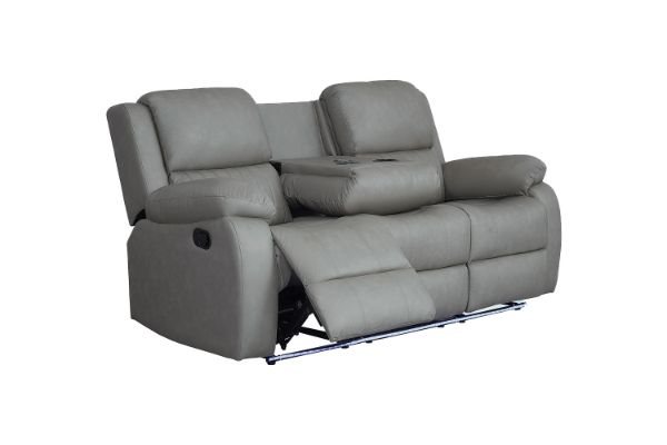 Picture of MARVIN Air Leather Manual Reclining Sofa Range (Grey) - 3 Seat with Drop Down Cup Holders & Wireless Charger (3RRC)