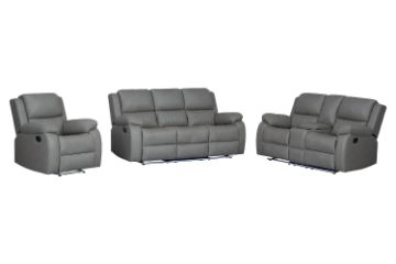Picture of MARVIN Air Leather Manual Reclining Sofa Range (Grey) - 3RRC+2RRC+1R Sofa Set