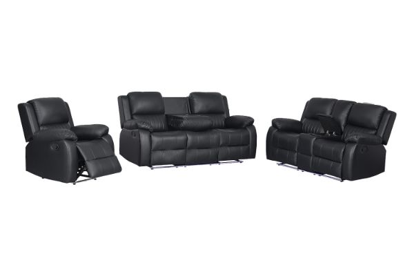 Picture of MARVIN Air Leather Manual Reclining Sofa Range (Black) - 3RRC+2RRC+1R Sofa Set