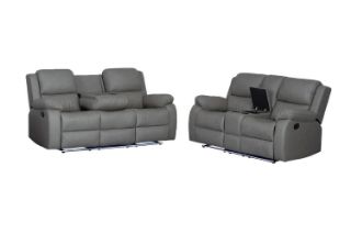 Picture of MARVIN Air Leather Manual Reclining Sofa Range (Grey) - 3RRC+2RRC Sofa Set