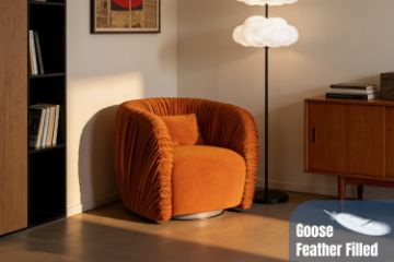 Picture of MOCHA 360° Swivel Goose Feather-Filled Fabric Armchair