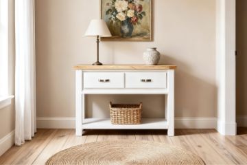 Picture of BRAMPTON 2-Drawer Solid Wood Console Table with Shelf