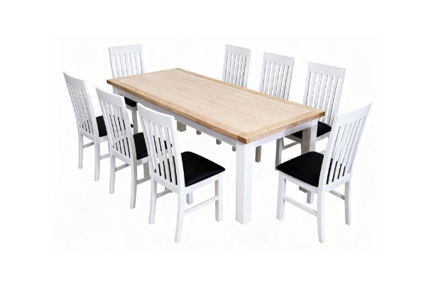 Picture of BRAMPTON 180/210 7PC/9PC Solid Wood Dining Set with Vegan Leather Seat Chairs