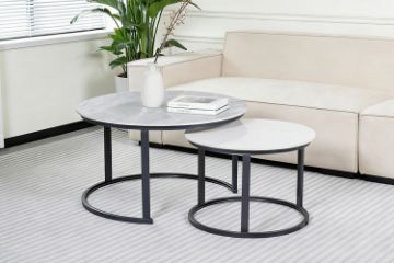 Picture of RADIUS Sintered Stone Table Top Nesting Coffee Table (Grey&Off White)