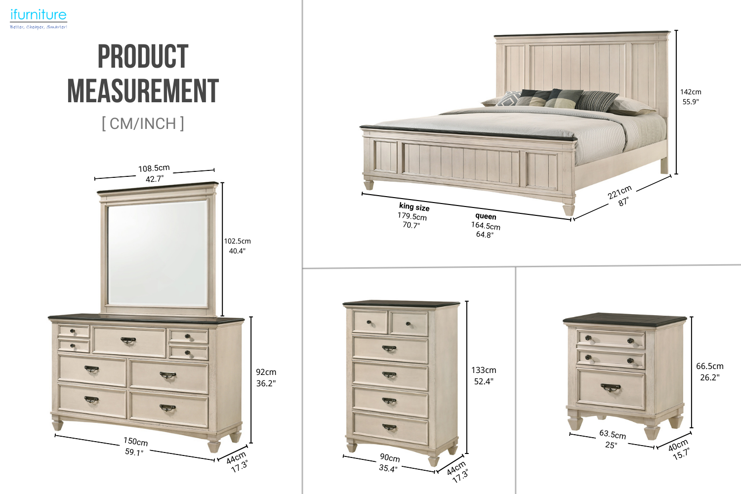 HOMESTEAD 4PC/5PC/6PC Bedroom Range in Queen/King Size