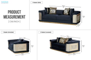 Picture of ANCONA 3/2/1 Seater Velvet Sofa (Black)