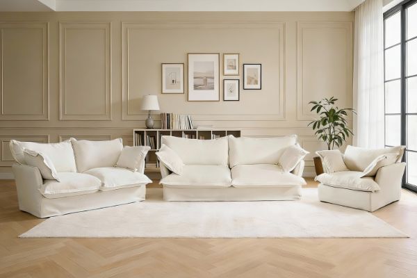 Picture of CAVINAS 3.5/2.5/1.5 Seater Fabric Sofa Range with Removable and Washable Covers (Ivory)