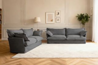 Picture of CAVINAS 3/2/1 Seater Fabric Sofa Range (Dark Grey) - 3+2 Sofa Set