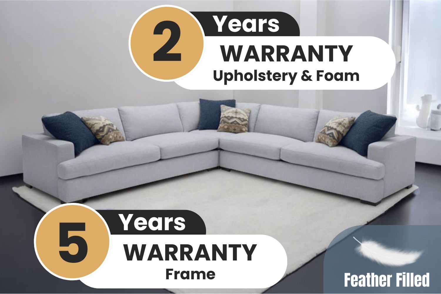 GOODWIN Feather Filled Sectional Sofa - Dust, Water & Oil resistant ...