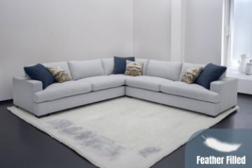 Picture of  [FLOOR MODEL CLEARANCE] GOODWIN Feather Filled Sectional Sofa - Dust, Water & Oil resistant (Light Grey)