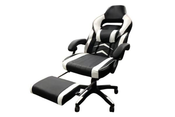 Picture of MOXIE 360° Swivel Adjustable Height Gaming Recliner Chair with Footrest (White & Black)
