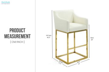 Picture of  [FLOOR MODEL CLEARANCE] HESPER 74 Bar Height Bar Stool  with Arms & Golden Finish Base (White)
