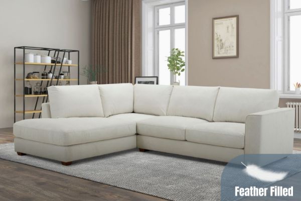 Picture of (FLOOR MODEL CLEARANCE) HEARTLAND Feather Filled Fabric Sectional Sofa - Chaise Facing Right