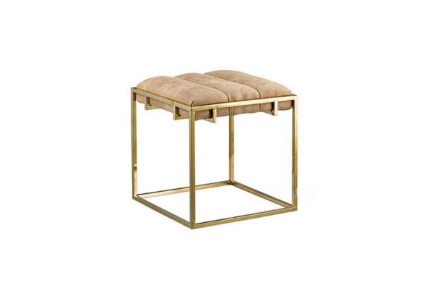 Picture of  [FLOOR MODEL CLEARANCE]  CANARY Gold Frame Velvet Foot Stool (Beige)
