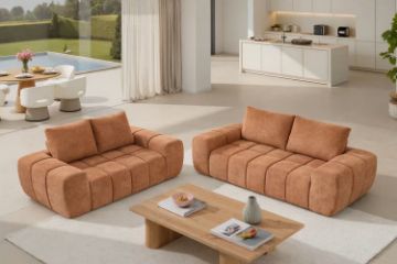 Picture of FABIEN 3/2 Seater Fabric Compressed Sofa Range (Brown)  - 3+2 Sofa Set