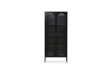 Picture of  [FLOOR MODEL CLEARANCE] STARK Steel Frame 2-Arched Door Accent Glass  Display Cabinet (Black)
