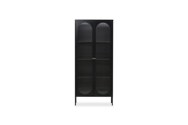Picture of  [FLOOR MODEL CLEARANCE] STARK Steel Frame 2-Arched Door Accent Glass  Display Cabinet (Black)