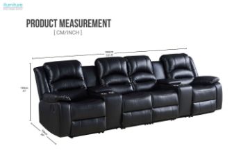 Picture of  [FLOOR MODEL CLEARANCE] DANISH Home Theatre Air Leather Sofa (Black)