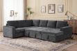 Picture of HENRIK U-Shape Tufted Sectional Sofa/Pull-Out Sofa Bed with Storage - Chaise Facing Right