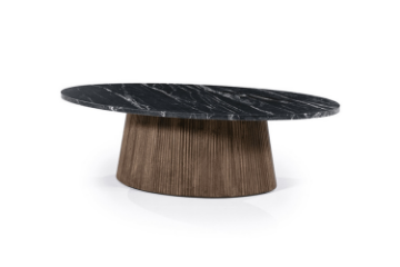 Picture of [FLOOR MODEL CLEARANCE] HUBIE Mango Wood Oval Coffee Table With Marble Top