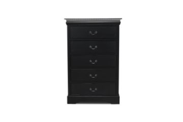 Picture of [FLOOR MODEL CLEARANCE] LOUIS 5-Drawer Hevea Wood Chest with LED  Lighting  (Black)