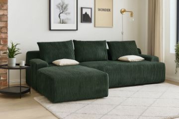 Picture of BRUNO Corduroy Sectional Chaise Facing Left Compressed Sofa