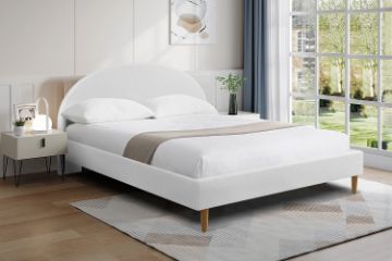 Picture of HOFFMAN Fabric Double Size Bed Frame (Off White) 