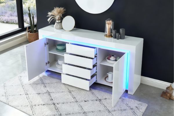 Picture of GRAINY 170 2-Door 3-Drawer High Gloss Buffet with LED Lights