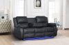 Picture of MARVIN Air Leather Manual Reclining Sofa Range with LED & Console & Wireless Charger (Black)
