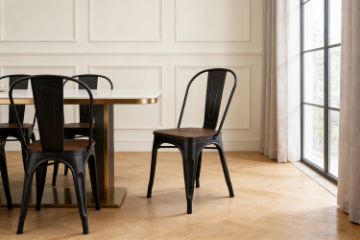 Picture of TOLIX Replica Dining Chair With Solid Pine Wood (Matte Black)