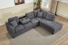 Picture of NEBULA Pro Chenille Fabric Sectional Sofa with Storage Ottoman & Drop-Down Console & USB & Type-C Port (Dark Grey)