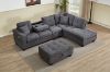 Picture of NEBULA Pro Chenille Fabric Sectional Sofa with Storage Ottoman (Dark Grey) - Chaise Facing Right