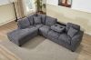 Picture of NEBULA Pro Chenille Fabric Sectional Sofa with Storage Ottoman (Dark Grey) - Chaise Facing Left