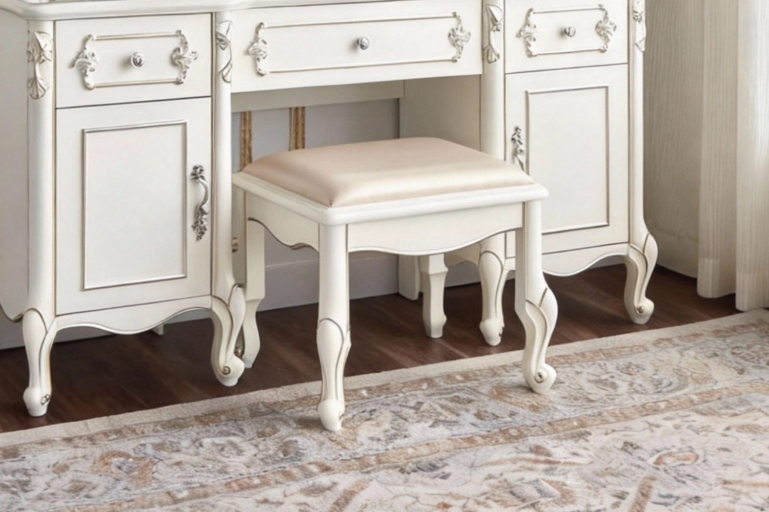 CHATEAU Dressing Table With Mirror And Dressing Stool Set