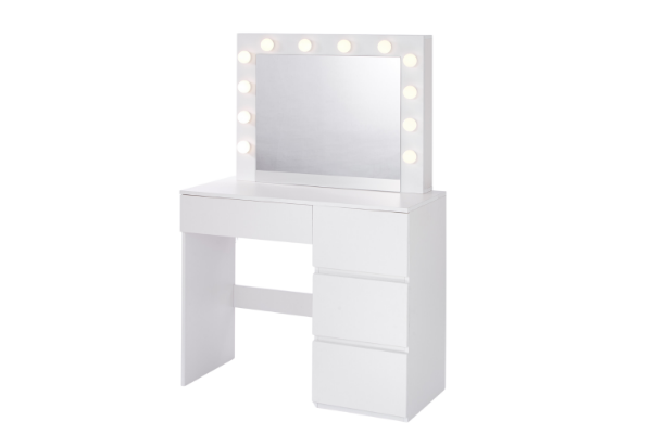 Picture of GWENN 4-Drawer Dressing Table with LED Bulb Mirror