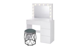 Picture of GWENN 4-Drawer Dressing Table with LED Bulb Mirror and Makeup Stool Set