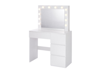 Picture of GWENN 4-Drawer Dressing Table with LED Bulb Mirror and Makeup Stool Set