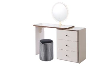 Picture of ELYSIA 3-Drawer Extension Dressing Table with LED Mirror and Makeup Stool Combo