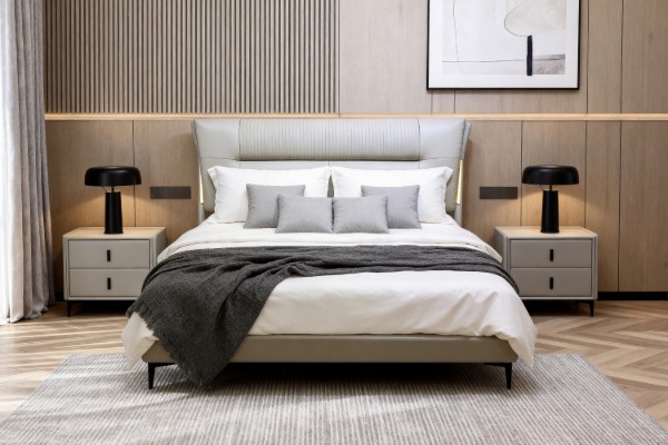 Picture of NORDICA Air Leather Bed Frame with Integrated Touch LED Light in Queen Size
