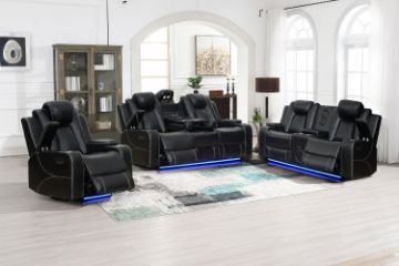 Picture of FAIRWAY Air Leather Dual Motor Reclining Sofa Range with Cup Holders & Storage & Bluetooth Speaker & USB Port, Power Socket & Wireless Charging & LED Lighting