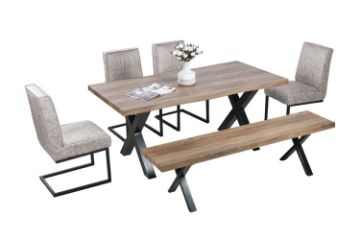 Picture of GALLOP Dining Set - 4 Dining Chairs (Without Arms) +1 Dining Bench + 1 Dining Table
