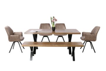 Picture of GALLOP Dining Set - 4 Dining Chairs (With Arms) +1 Dining Bench + 1 Dining Table