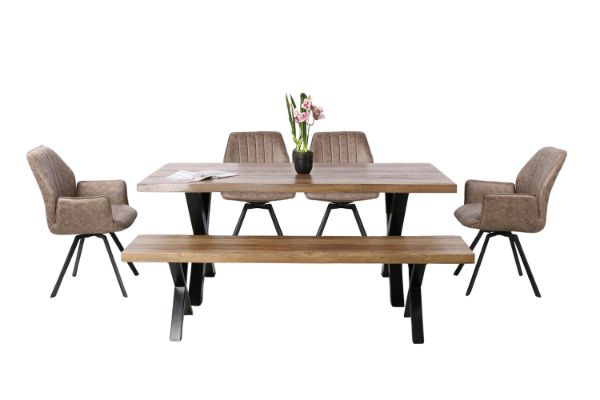 Picture of GALLOP Dining Set - 4 Dining Chairs (With Arms) +1 Dining Bench + 1 Dining Table