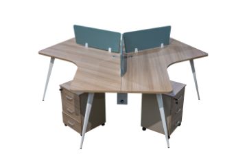Picture of [FLOOR MODEL CLEARANCE] FOCUS Office System 3 Seater Triangle Desks